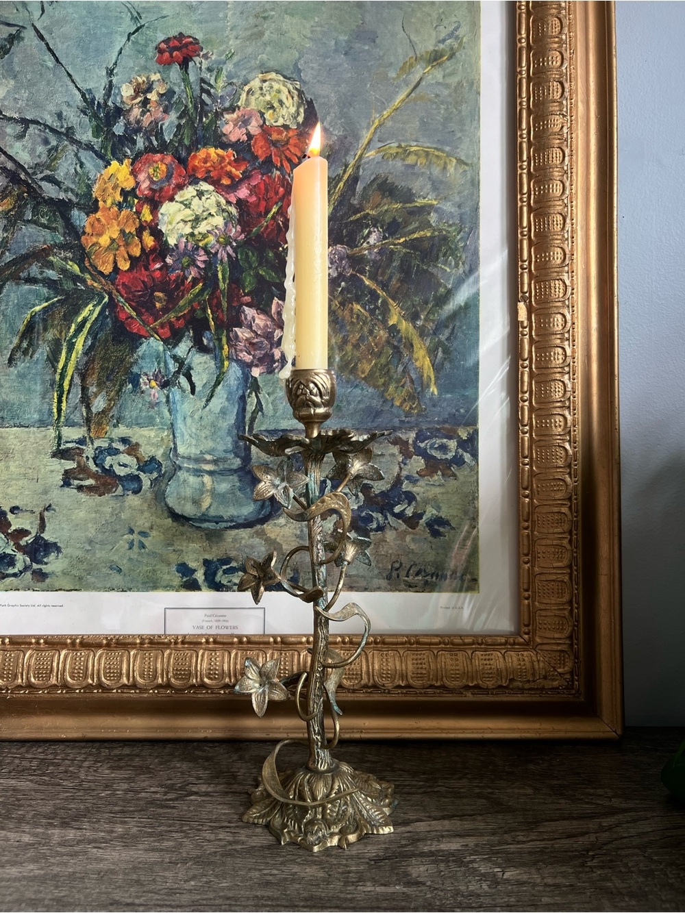 Vintage Brass Flower Wrapped Candle Holder